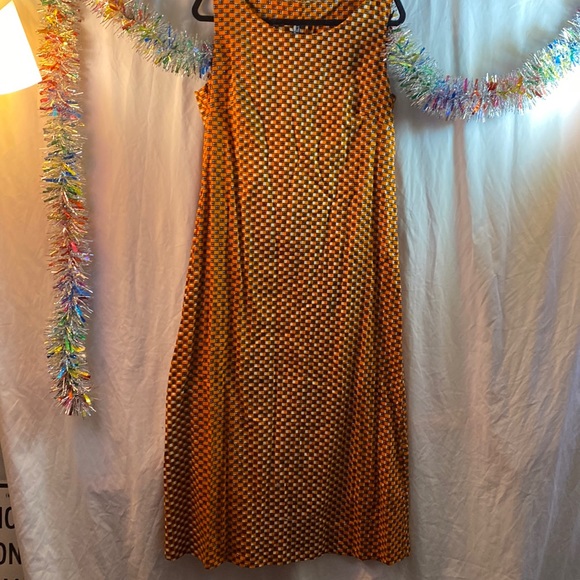 Vintage Dresses & Skirts - 70’s Orange and Blue Mod dress